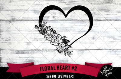 Floral Heart 2 Vector Silhouette File SVG Loveleen Kaur 