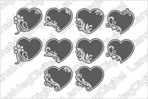 Floral heart frame svg Wedding cake topper svg Valentine day SVG LanaMagDigital 