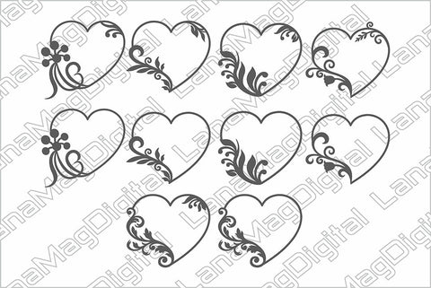 Floral heart frame svg Wedding cake topper svg Valentine day SVG LanaMagDigital 