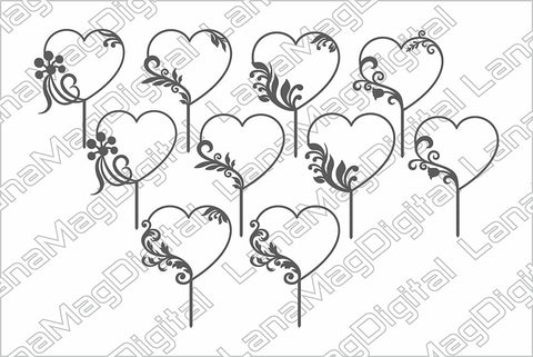 Floral heart frame svg Wedding cake topper svg Valentine day SVG LanaMagDigital 