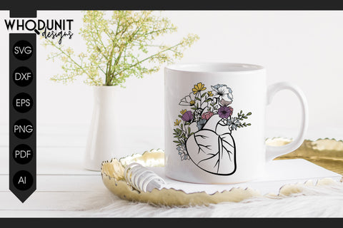 Floral Heart SVG | Anatomical Heart cut file| Human Heart SVG Whodunit Designs 
