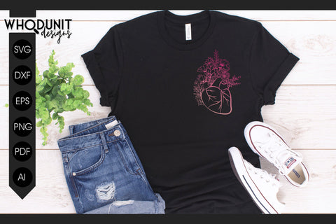 Floral Heart SVG | Anatomical Heart cut file| Human Heart SVG Whodunit Designs 