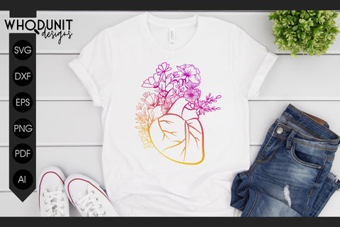 Floral Heart SVG | Anatomical Heart cut file| Human Heart SVG Whodunit Designs 