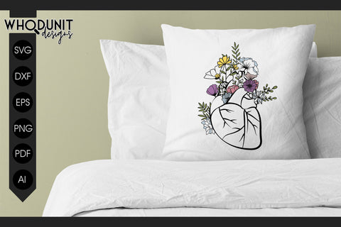 Floral Heart SVG | Anatomical Heart cut file| Human Heart SVG Whodunit Designs 