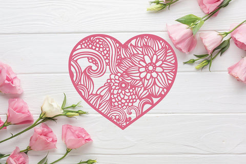 Floral heart svg cut file - Split Floral heart monogram svg SVG DIYCUTTINGFILES 