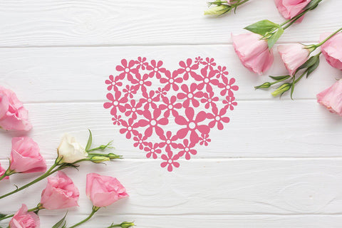 Floral heart svg cut file - Split Floral heart monogram svg SVG DIYCUTTINGFILES 
