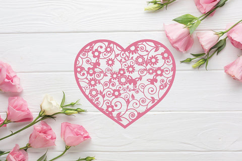 Floral heart svg cut file - Split Floral heart monogram svg SVG DIYCUTTINGFILES 