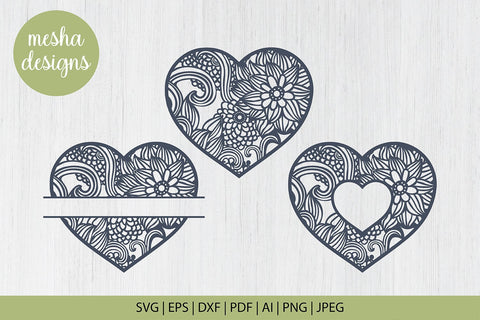 Floral heart svg cut file - Split Floral heart monogram svg SVG DIYCUTTINGFILES 