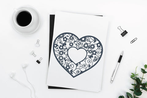 Floral heart svg cut file - Split Floral heart monogram svg SVG DIYCUTTINGFILES 