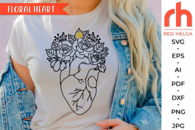 Floral heart svg - Heart with flowers svg - Heart with roses svg SVG RedHelgaArt 