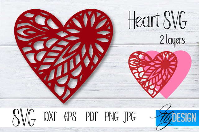 Floral Heart SVG. Mandala Heart SVG. Valentines Day SVG. 1-5 SVG Fly Design 