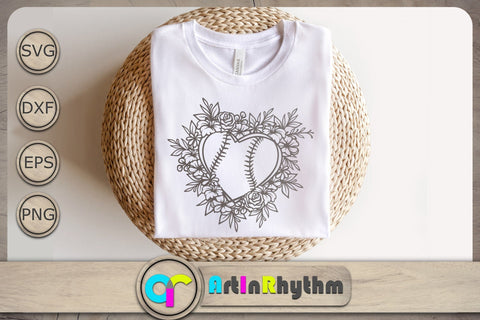 Floral Heart Svg, Softball Svg, Softball Shirt Design, Heart Svg, Sports Svg SVG Artinrhythm shop 