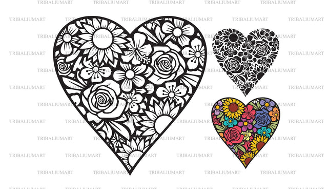 Floral heart SVG TribaliumArtSF 
