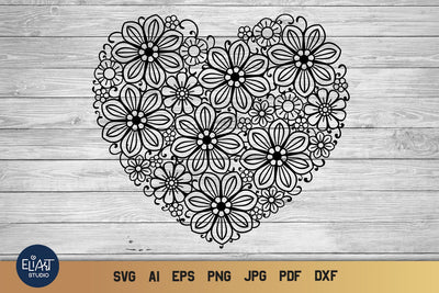 Floral Heart SVG, Valentines Day SVG, Heart SVG. SVG Elinorka 