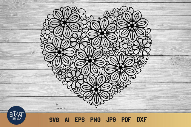 Floral Heart SVG, Valentines Day SVG, Heart SVG. SVG Elinorka 