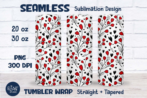 Floral Heart Tumbler Sublimation, Tumbler Wrap 20 30 OZ. Sublimation Elinorka 