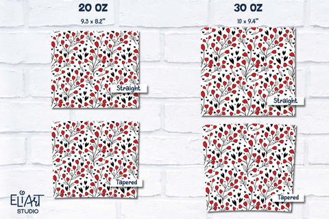 Floral Heart Tumbler Sublimation, Tumbler Wrap 20 30 OZ. Sublimation Elinorka 