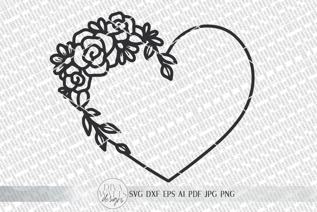 Floral Heart Wreath SVG | Valentine's Day Heart Wreath SVG | Farmhouse ...