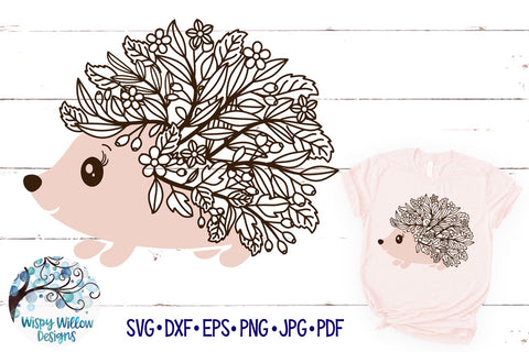 Floral Hedgehog Zentangle SVG SVG Wispy Willow Designs 