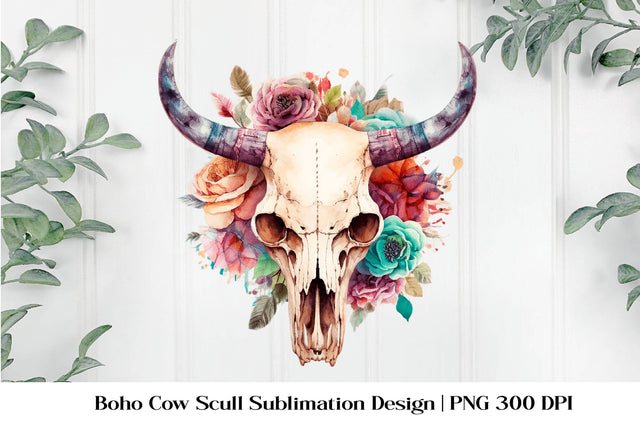 Floral Highland Cow Sublimation. Higland Floral Png Cow. Sublimation Samaha Design 