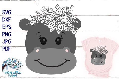 Floral Hippo SVG SVG Wispy Willow Designs 