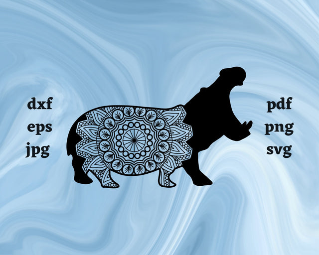Floral Hippopotamus SVG Cut File SVG Northern Light SVG 