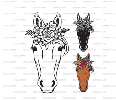 Floral Horse head SVG TribaliumArtSF 