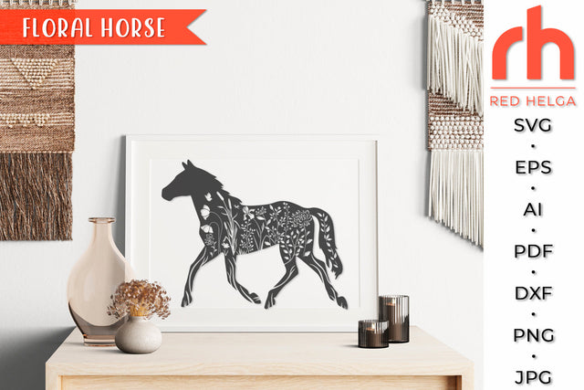 Floral Horse SVG - Farm Animal Cut File SVG RedHelgaArt 