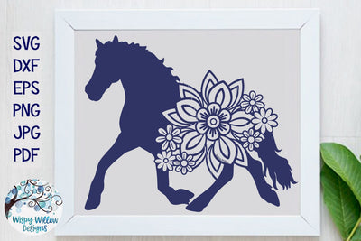 Floral Horse Svg SVG Wispy Willow Designs 