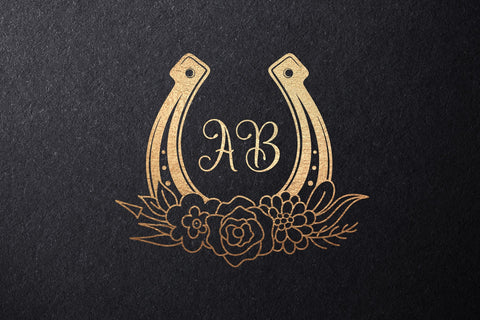 Floral Horseshoe Svg bundle, flower lucky monogram frame svg SVG Digital Rainbow Shop 