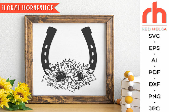 Floral horseshoe SVG - Lucky Shirt Cut File SVG RedHelgaArt 