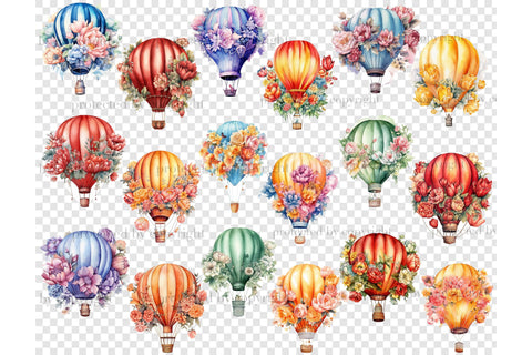 Floral Hot Air Balloons Clipart | Nursery Illustration Set SVG GlamArtZhanna 