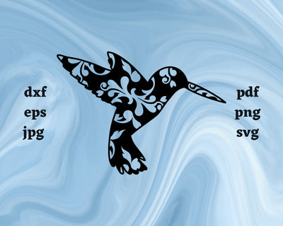 Floral Hummingbird SVG Cut File SVG Northern Light SVG 