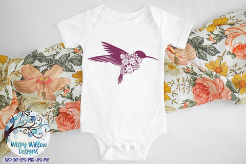 Floral Hummingbird SVG Cut File SVG Wispy Willow Designs 