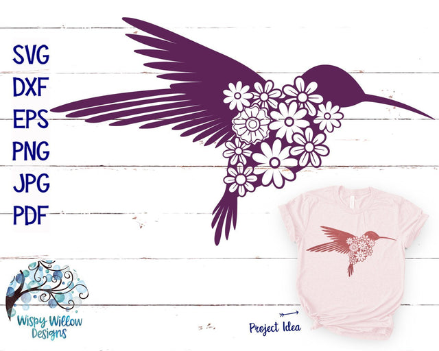 Floral Hummingbird SVG Cut File SVG Wispy Willow Designs 