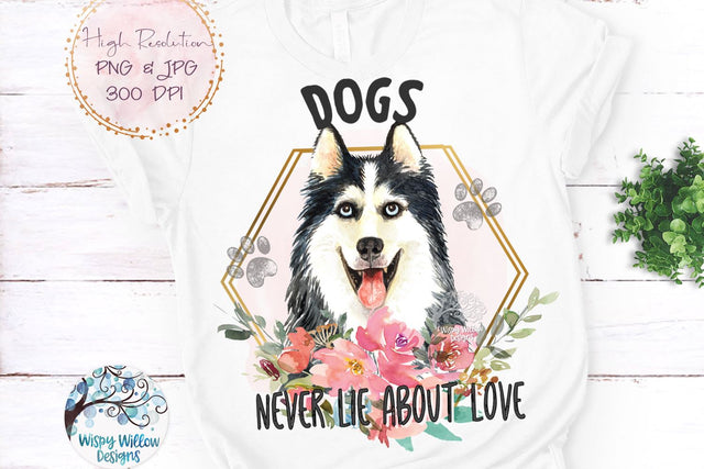 Floral Husky Dog Sublimation Png Sublimation Wispy Willow Designs 