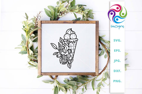 Floral Ice Cream SVG File SVG Sintegra 