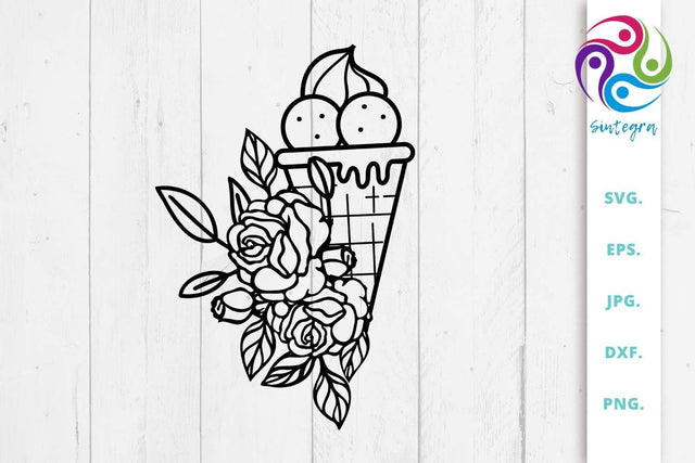 Floral Ice Cream SVG File SVG Sintegra 