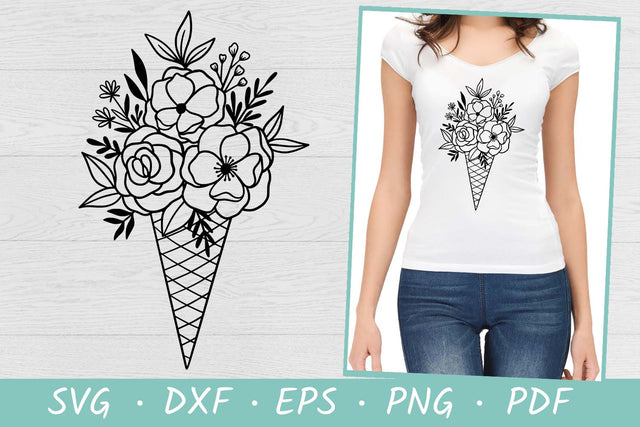 Floral Ice Cream SVG | Wildflower SVG| Flowers SVG SVG Irina Ostapenko 