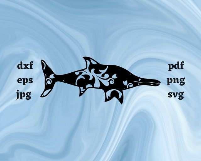 Floral Ichthyosaurus SVG Cut File SVG Northern Light SVG 