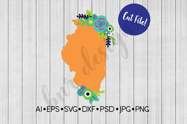 Floral Illinois SVG SVG BNRDesignShop 