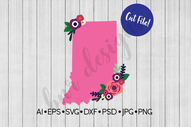 Floral Indiana SVG SVG BNRDesignShop 
