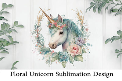 Floral Inicorn Sublimation Png. Unicorn Flowers PNG. Flower Wreath. Sublimation Samaha Design 