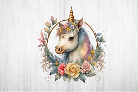 Floral Inicorn Sublimation Png. Unicorn Flowers Png. Sublimation Samaha Design 