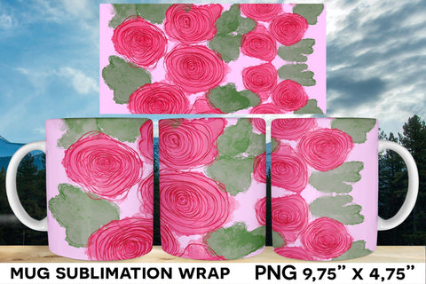 Floral Ink Sublimation, Mug Wrap Designs Bundle Sublimation Natasha Prando 