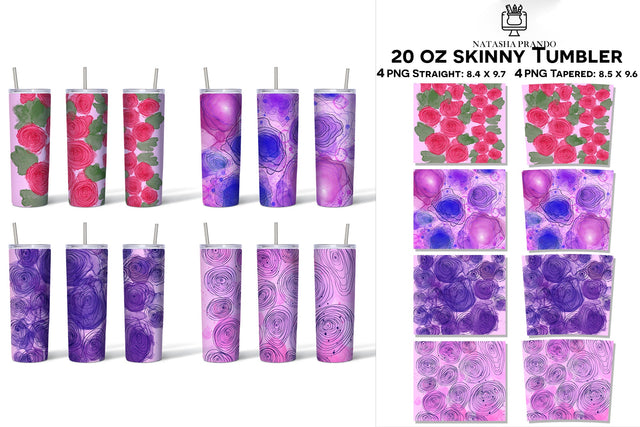 Floral Ink Sublimation, Tumbler Sublimation Design Bundle Sublimation Natasha Prando 