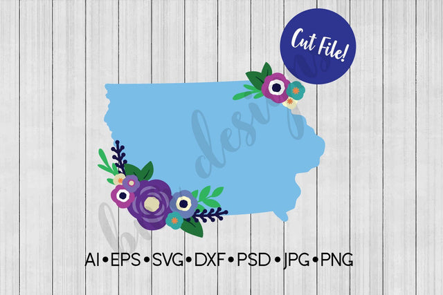 Floral Iowa SVG SVG BNRDesignShop 