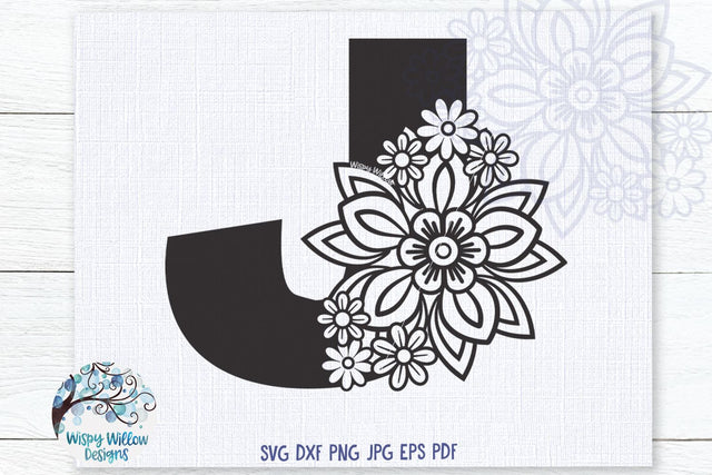 Floral J SVG SVG Wispy Willow Designs 
