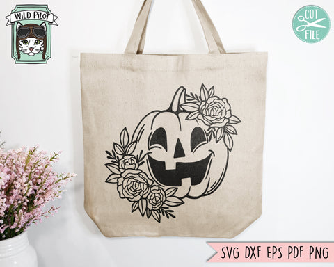 Floral Jack o Lantern SVG file, Flower Pumpkin svg, Floral Pumpkin cut file, Fall svg, Autumn svg, Halloween svg, Jack o Lantern png, Pumpkin shirt svg SVG Wild Pilot 