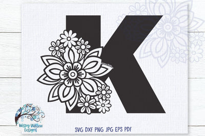 Floral K SVG SVG Wispy Willow Designs 